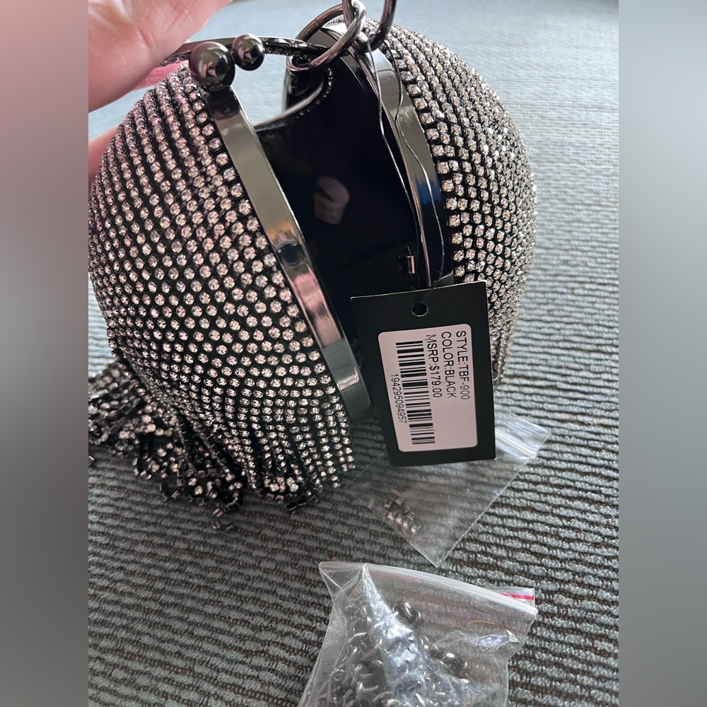 Badgley Mischka NWT with Flaws Spherical Minaudiere Sparkly Evening Clutch Bag - Picture 10 of 12